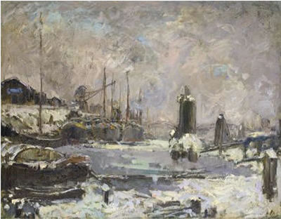 Bremer Hafen im Winter by Toni Elster - Auction record, sale price, and art valuation. Compare with similar artists and explore comparable artworks.