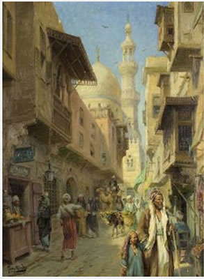 Belebte Gasse in Kairo