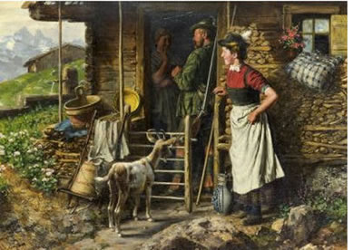 Besuch auf der Alm by Johann Adalbert Heine - Auction record, sale price, and art valuation. Compare with similar artists and explore comparable artworks.