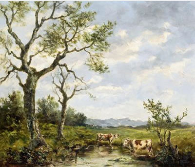 Kühe an der Tränke in Oberbayern