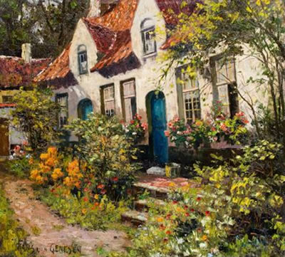 Landhaus mit blühendem Garten. by Frans Genesen - Auction record, sale price, and art valuation. Compare with similar artists and explore comparable artworks.