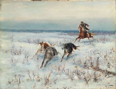 Jagd in der winterlichen Steppe