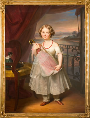 Bildnis einer sächsischen Prinzessin mit Fensterausblick auf die Elbe