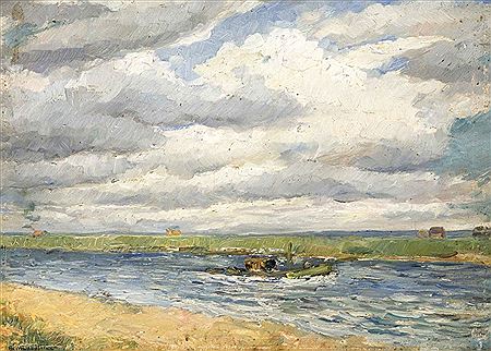 Norddeutsche Flusslandschaft by Berthold Mugge - Auction record, sale price, and art valuation. Compare with similar artists and explore comparable artworks.