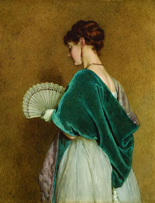 An elegant woman with a fan