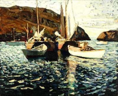 Fishing Boats, Monhegan by Eric Hudson - Auction record, sale price, and art valuation. Compare with similar artists and explore comparable artworks.
