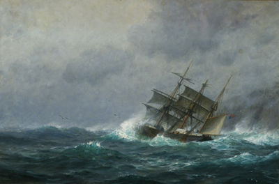 Ship in Dangerous Waters off the Maine Coast