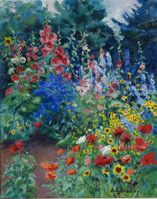 A Gay Garden, Laura Wiley's Tea Room Garden on Bradley St. Fryeburg Village, Maine