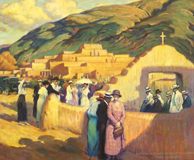 Sample artwork by Sheldon Parsons (1866 - 1943), known for landscape, indian pueblos and figure painting - View similar artists and auction records