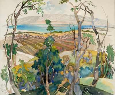 Lake Kinnereth and Kibbutz Kinnereth