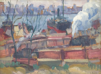 View Across the Hudson from the Train Yard