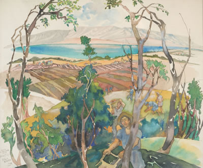 Lake Kinnereth and Kibbutz Kinnereth