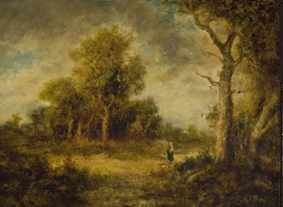 Wooded Landscape with Woman on a Path