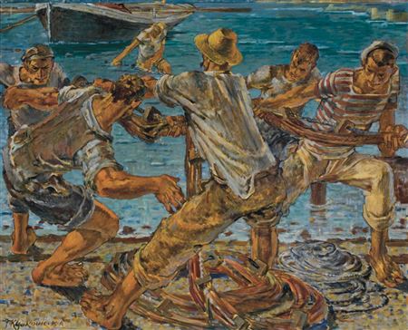 Hoisting Ashore by Joza Kljakovic - Auction record, sale price, and art valuation. Compare with similar artists and explore comparable artworks.