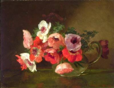 Anemones in a Glass Pitcher