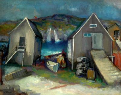 Sample artwork by Nicholas J Luisi (1894 - 1977), known for paintings of seashore town views, buildings, misty landscapes - View similar artists and auction records