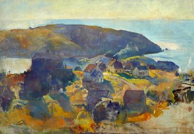 View of Monhegan by Alice Kent (Pearson) Stoddard - Auction record, sale price, and art valuation. Compare with similar artists and explore comparable artworks.