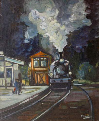 Sample artwork by Jean Deldevez (1910 - 1983), known for realism with a dreamlike quality - View similar artists and auction records