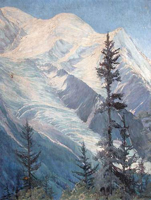Le glacier des Bossons et le Mont-Blanc