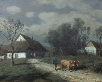 Sur le chemin du village - à la lune