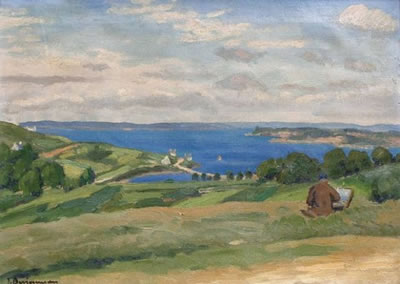 Le peintre devant un paysage breton