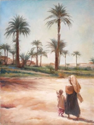 Porteuse d'eau et son enfant au Maroc