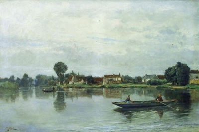 Paysage animé à l'étang