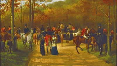 Calèches et cavaliers en sous-bois. by Louis Charles Bombled - Auction record, sale price, and art valuation. Compare with similar artists and explore comparable artworks.