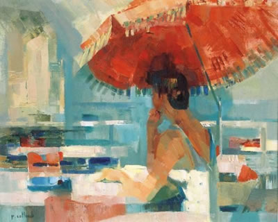 Jeune femme au parasol.