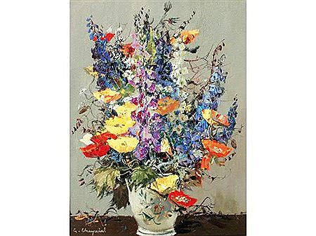 Pavots et delphiniums
