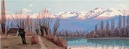 Sample artwork by Lucien Quenard (1902 - 1995), known for mountain-scene painting - View similar artists and auction records