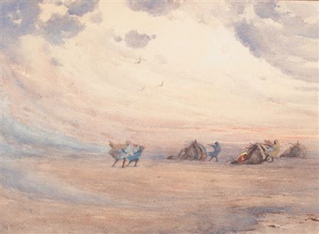 Caravane dans la tempête de sable