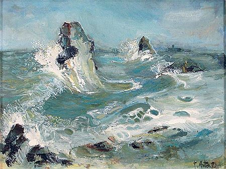 Tempête sur les rochers by Francois Anton - Auction record, sale price, and art valuation. Compare with similar artists and explore comparable artworks.