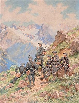 La halte des chasseurs alpins en montagne