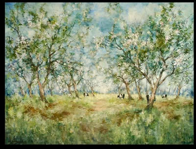 Landscape with cows grazing