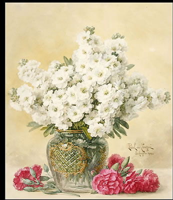 White Tuberoses in a Glass Vase and Red Carnations by Paul De Longpre - Auction record, sale price, and art valuation. Compare with similar artists and explore comparable artworks.