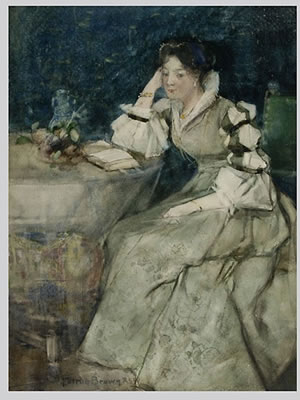 "Woman in Green Dress, Reading" by William Fulton Brown - Auction record, sale price, and art valuation. Compare with similar artists and explore comparable artworks.