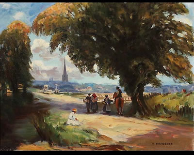 "The Road into Town". by Sidney Saunders - Auction record, sale price, and art valuation. Compare with similar artists and explore comparable artworks.