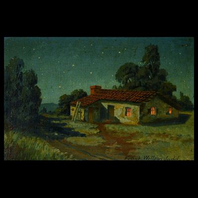 Adobe House at Night by Frank Judd - Auction record, sale price, and art valuation. Compare with similar artists and explore comparable artworks.