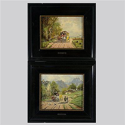 Two works: "Travelers & the Stagecoach" & "Daily Stroll"