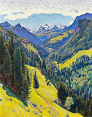 Sample artwork by Eduard Boss (1873 - 1958), known for expressionist and abstract painting-rural scenes - View similar artists and auction records