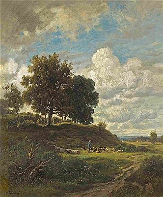 Landschaft mit Schafherde um 1880