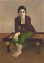 Sitting on Bamboo Chair