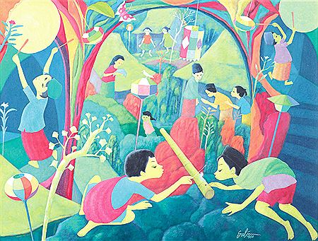 Sample artwork by Salim Martowiredjo (Born 1941), known for painting - View similar artists and auction records