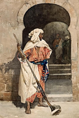 Árabe con espingarda y Alabardero (a pair)