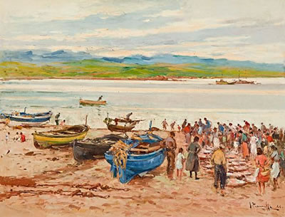 Sample artwork by Joaquin Terruella Matilla (1891 - 1957), known for impressionist landscapes, bullfighting scenes, and concert café scenes - View similar artists and auction records