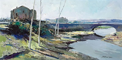 PAISAJE FLUVIAL CON PUENTE