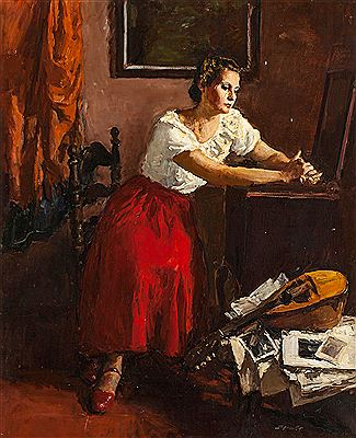 INTERIOR CON LA ESPOSA DEL ARTISTA