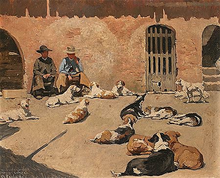 Scene with Dogs by Andres Parlade - Auction record, sale price, and art valuation. Compare with similar artists and explore comparable artworks.