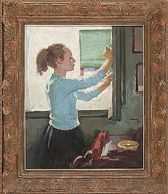 Girl at a window by Francisco Serra Castellet - Auction record, sale price, and art valuation. Compare with similar artists and explore comparable artworks.